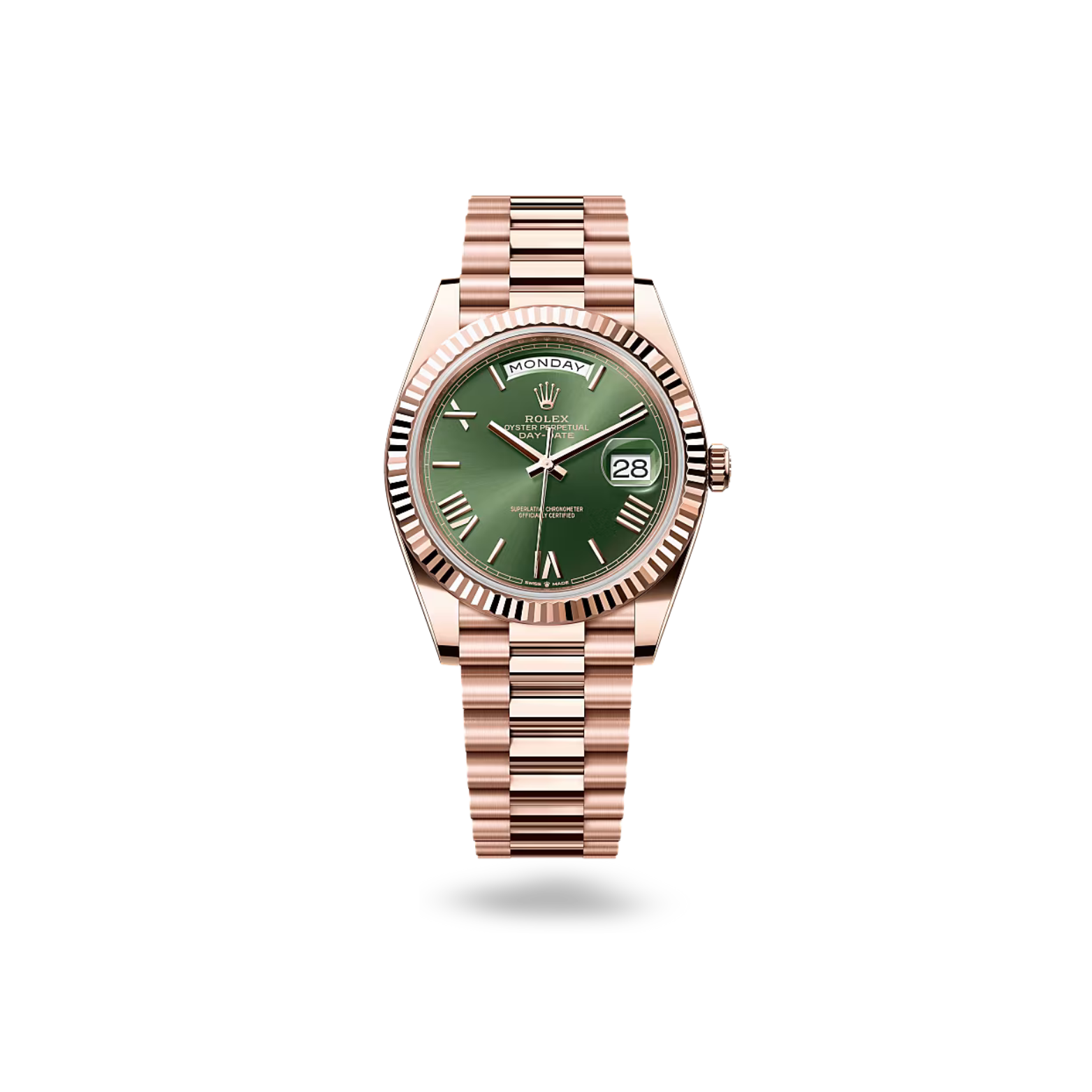 Rolex Day-date Roman Numerals Rose Gold - Gree Dial