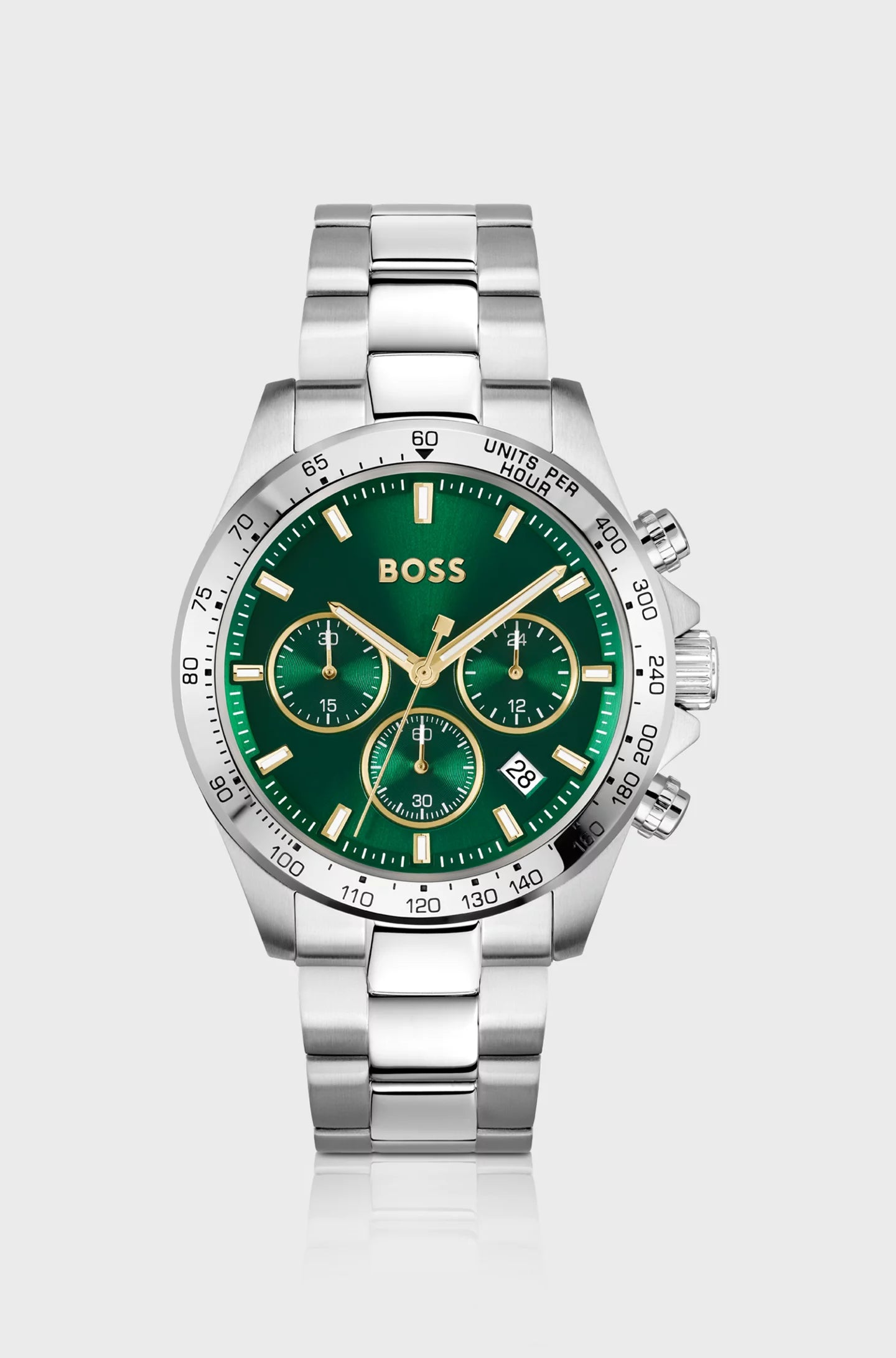 Hugo Boss - Silver-tone chronograph watch with green dial 1513878